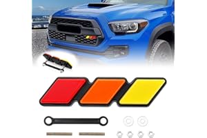 Q QUNSUNUS Tri-Color Front Grille Badge Emblem for Tacoma 4 Runner Tundra Sequoia Rav4 Highlander（Yellow/Orange/Red