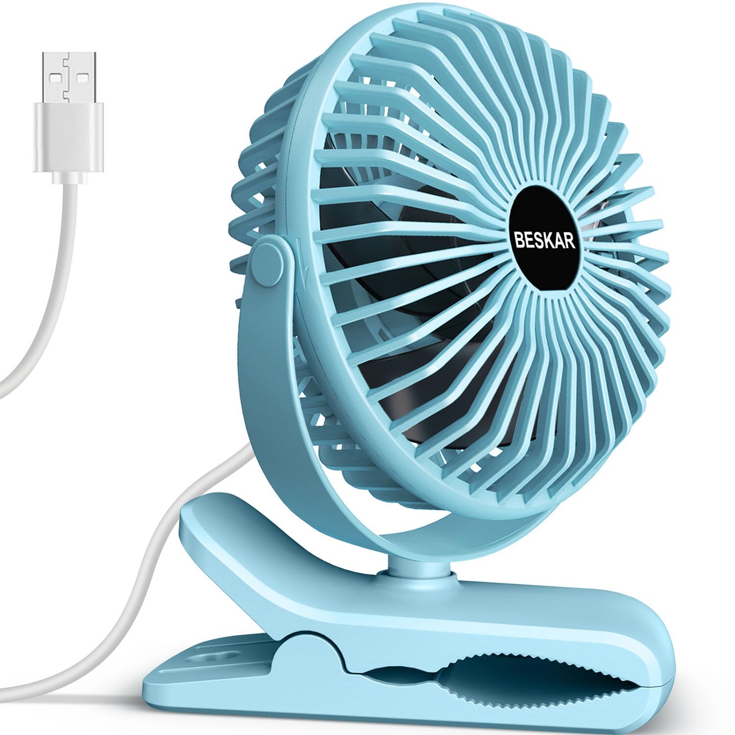 Photo 1 of BESKAR Clip on Fan, Portable Small Desk Fans with Strong Airflow, 3 Speeds with Personal Fans Sturdy Clamp, Quiet Desk Fan & Clip Fan with USB Cord Powered - No Battery