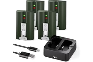 Lesaps 4-Pack Replacement Battery for Ring Doorbell - 6040mAh Rechargeable Ring Camera Batteries with Charger for Ring Video Doorbell 2/3/3 Plus/4, Spotlight Cam, Stick Up Cam (Military Green)