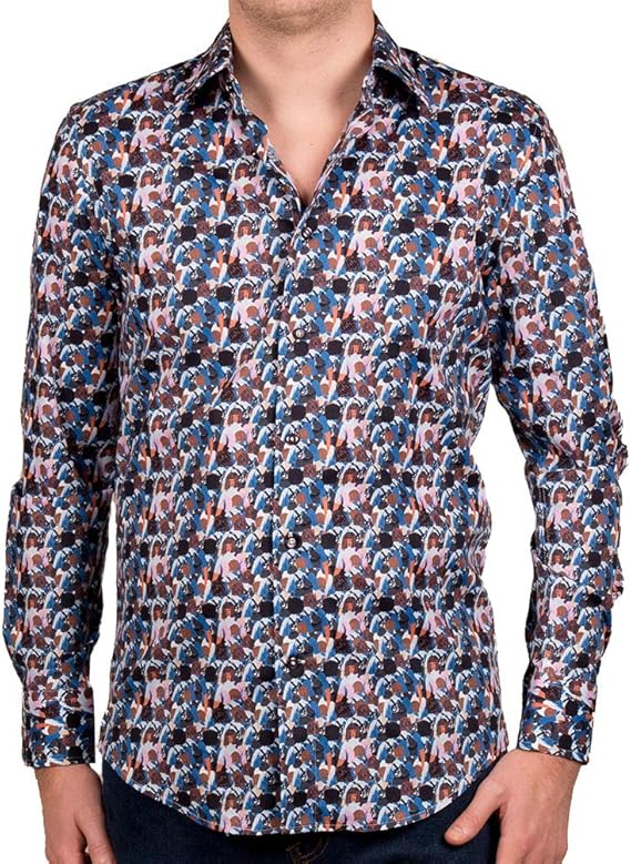 Amazon コトンドゥ Cotondoux メンズ 柄シャツ 長袖シャツ デザインシャツ パーティー ドレスシャツ M01ad1806croud 38s シャツ 通販