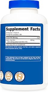 Nutricost Acetyl L-Carnitine 500mg 180 Capsules Non-GMO Gluten Free view 5