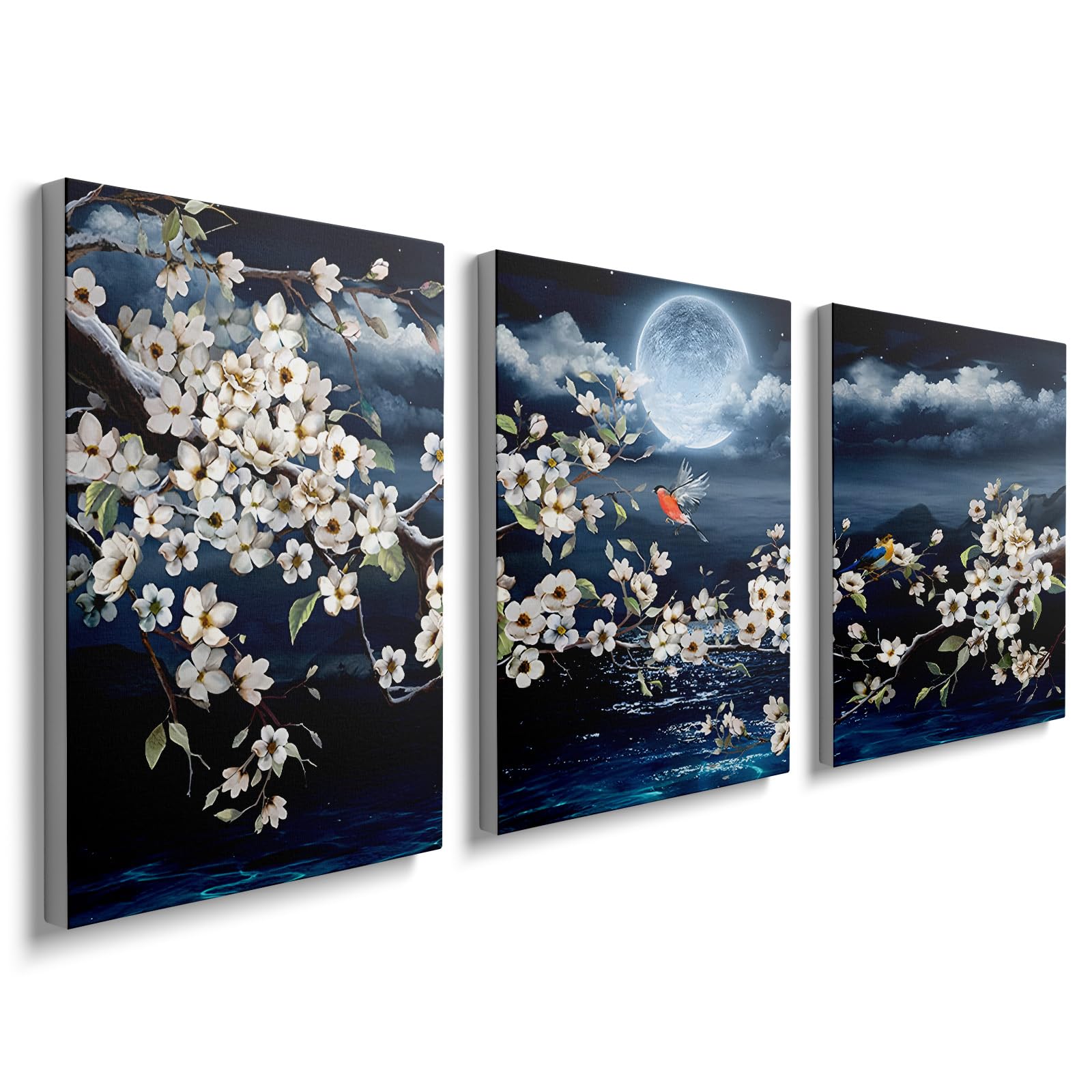 3 Panels Framed Canvas Wall Art Abstract Flower Painting Art Pictures Printing Poster Canvas Prints Wall Decor for Bedroom Living Room Bathroom Office Ready to Hang 30x40cmx3 Pcs, YH1309