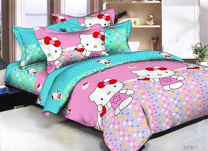 Danwrich Texture 152 TC_Elegant 3D Double Bedsheet with 2 Pillow Covers - Floral, Multicolour