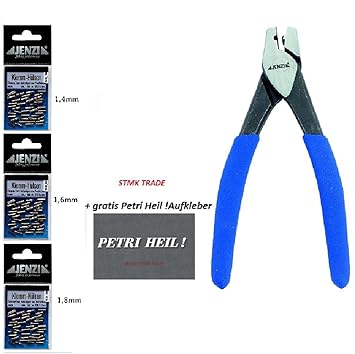 Jenzi Praktisches Klemmhülsen Set mit Hülsenzange und ca 300 Quetschhülsen (3 Größen: 1,4 mm, 1,6mm & 1,8 mm) + Gratis Petri 