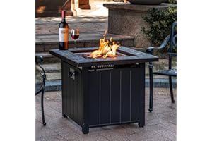 OutVue 30" Real Slate Propane Fire Pit Table, Gas Fire Pits for Outside Patio,50000 BTU Propane Fire Pits with Lid &Lava Rocks,Firepit for Garden,Yard (GFT-96859)…