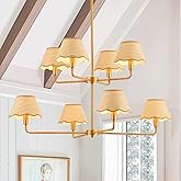 ELYCCUPA 2-Layers Boho Rattan Chandelier 8-Lights Rustic Industrial Pendant Light Large Adjustable Pendant Lighting Fixtures 