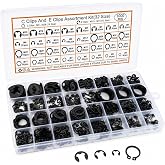 1000-Piece C Clips &amp; E Clips Assortment Kit - 32 Sizes, Retaining Rings | Black carbon steel snap ring kit: 32 metric sizes, C clips M3-M28 and E clips 1.5-15 mm, labeled case for automotive repair