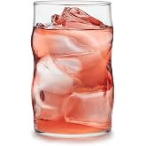 Libbey Lava Tumbler Drinking Glasses, All Purpose, Molten Groove Glasses Set of 8, Tactile, Tall Drinking Glasses for Water, Cocktails