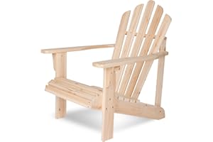 Shine Company Westport Wooden Adirondack Chair, Outdoor Patio Firepit Chairs, Back & Seat Pre-Assembled, Natural