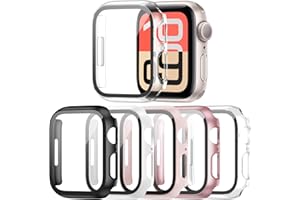 Haojavo 5 Pack Hard PC Case with Tempered Glass Screen Protector for Apple Watch 40mm SE 3 (2025)/SE 2/SE/Series 6/5/4, Scratch Resistant Bumper Protective Cover for iWatch 40mm Accessories