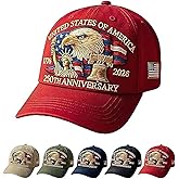 UASIMONSEN US 250th Anniversary Celebration Hat, Adjustable Retro Patriotic Cap for Men Women