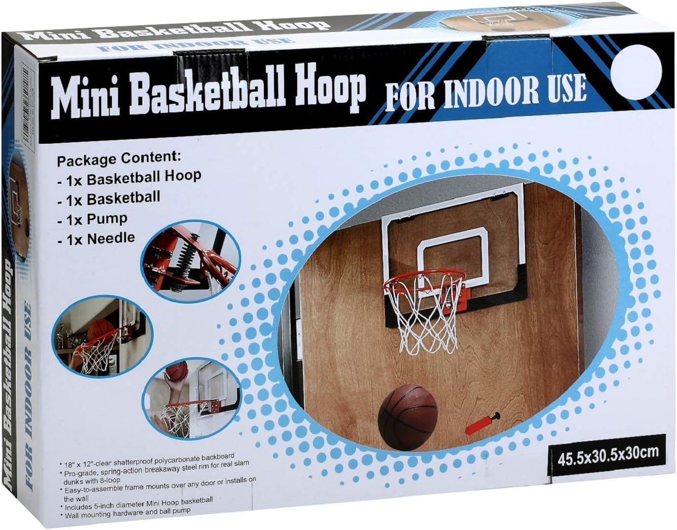 Door Hanging Mini Basketball Hoop - Win SPORTS with Breakaway Steel Rim, Includes 5” Mini basketballs and Hand Pump with Needle (18x12 inches) : Sports & Outdoors