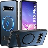 BESINPO Magnetic Case for Samsung Galaxy S10 Plus, [Built-in Invisible Kickstand][Military Grade Shockproof] Slim Translucent Matte Phone Case for S10+ 6.4 inch (Black)