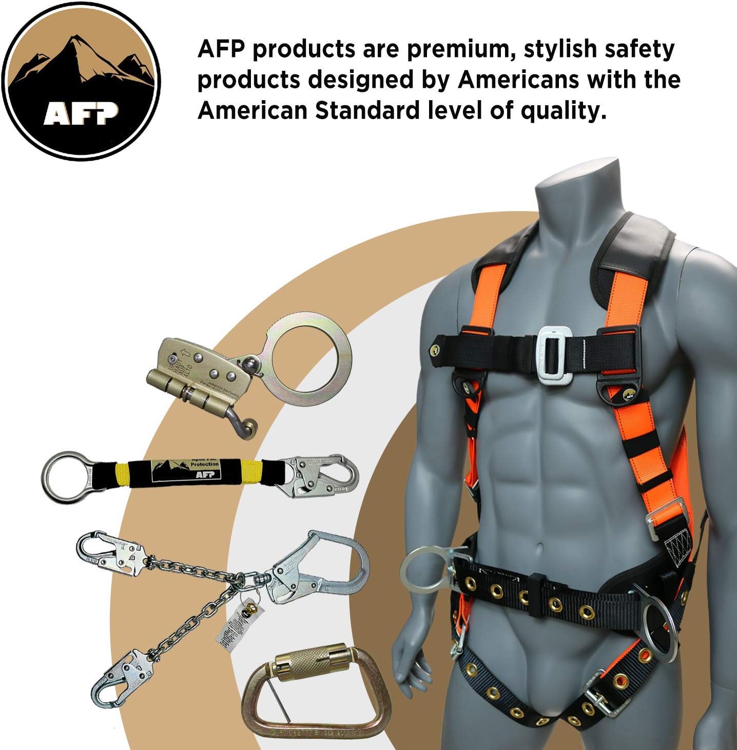 AFP 6FT Double Leg Internal Shock Absorbing Safety Fall Protection Lanyard with Dual Aluminum Pelican Rebar & Steel Snap Hook |Heavy-Duty Webbing | OSHA & ANSI Rated (Aluminum): Automotive