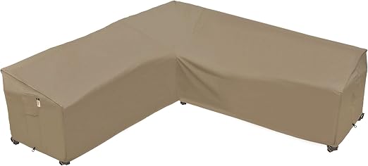 Amazon Com Heavy Duty Outdoor Sectional Sofa Cover 100 Waterproof 600d Patio Sectional Couch Cover Lawn Patio Furniture Cover V Shaped 85x85 Khaki Kitchen Dining
