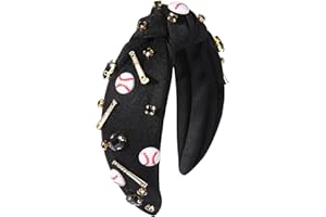 GLBCC Baseball Knotted Headband for Women Sparkle Crystal Baseball Charm Headband Game Day Top Knot Hairband Baseball Mom Accessories Gift for Sports Fans