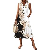 Zeagoo Summer Dress for Women 2026 Sleeveless Tank Midi Dress Vacation Beach Sundress Aline Boho Clothing