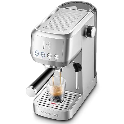 CASABREWS 3700 Essential Espresso Machine 20 Bar, Stainless Steel Cappuccino & Latte Machine with Steam Frother for Home, 43.9oz Water Tank, Coffee Gift for Women & Men, Silver