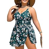 Summer Mae Plus Size Swimsuit for Women One Piece Swim Dress Tummy Control Bathing Suit with Flowy Skirt Modest Swimwear