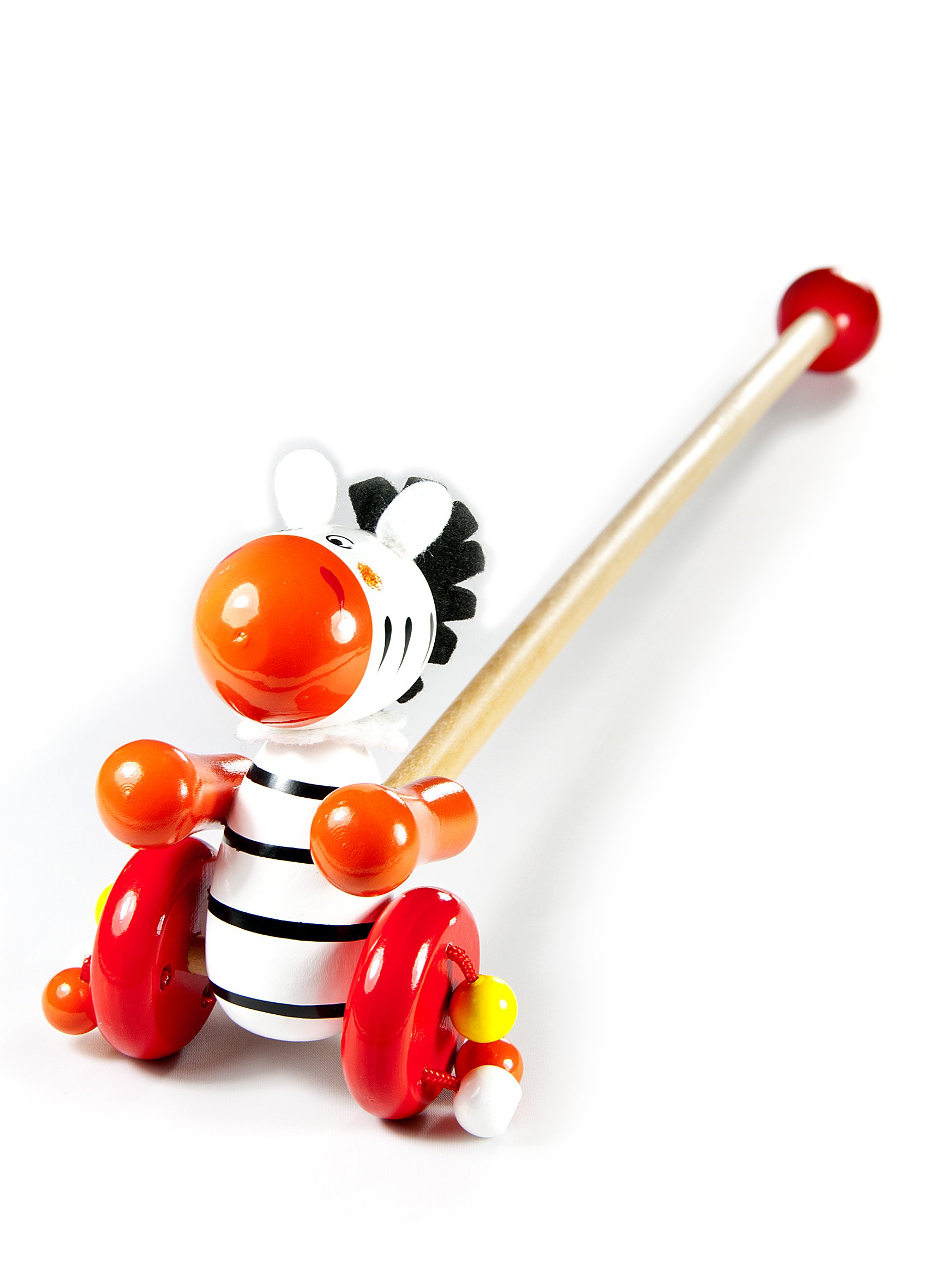 Mousehouse Gifts - Wooden Push Along Toy Zebra, Colourful Pull Along Walker for Baby Boys and Girls