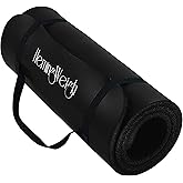 HemingWeigh Yoga Mat 1 inch Extra Thick | Non Slip Black (70"L x 23"W)