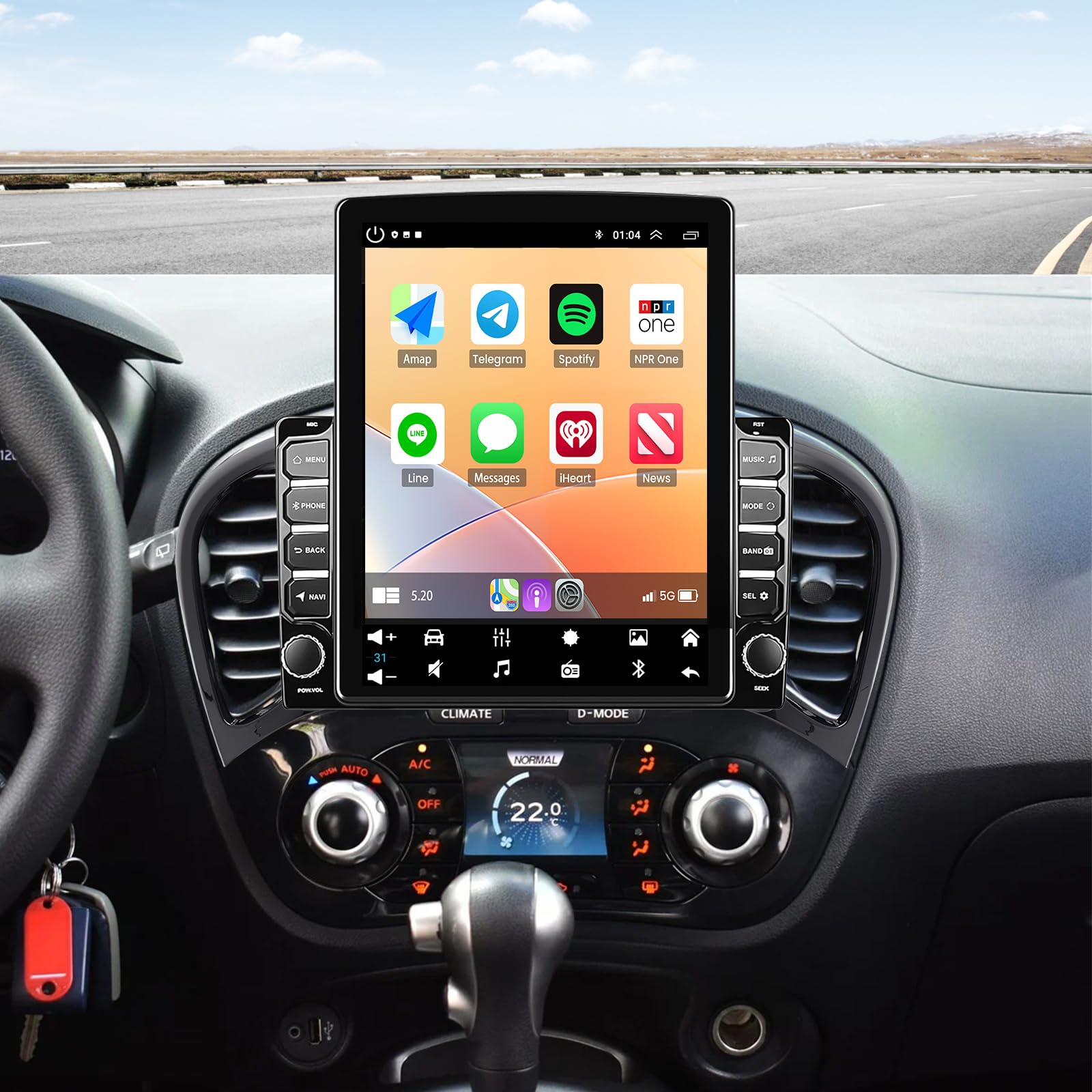 Photo 1 of [4+64G] 9.7 Android 14 Car Stereo Radio Upgrade for Nissan Juke 2010 2011 2012 2013 2014 with Wireless Carplay Android Auto HD Touchscreen Car Radio with Bluetooth GPS WiFi SWC FM RDS Backup Camera