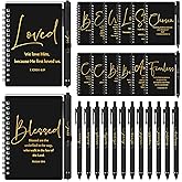 Kosiz 12 Sets Christian Gifts Bulk Inspirational Prayer Journals with Pens A6 Spiral Bible Notebook Religious Valentines Gift for Women Men Church Members Bible Study Groups (Black)