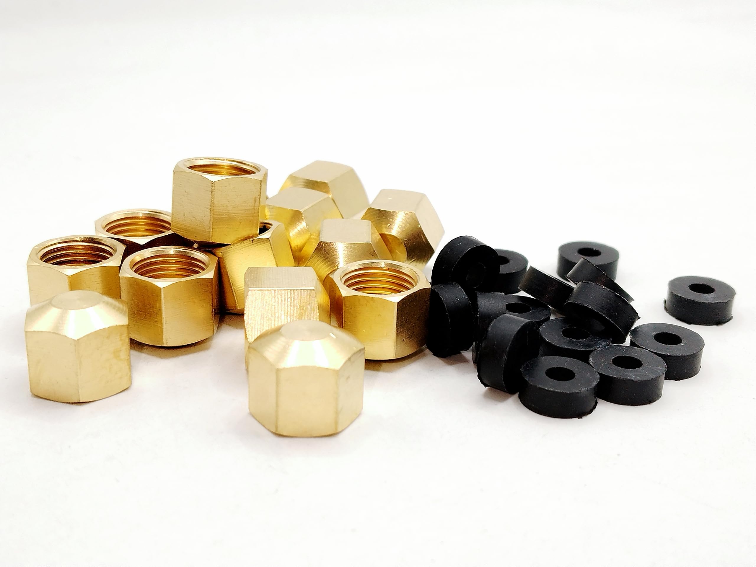 Photo 1 of (Pack of 15) Brass 1/4'' Compression valve Cap Fitting for Sink Shut off Angle Stop Water Line Valve with Sealing Rubber Gasket Washer