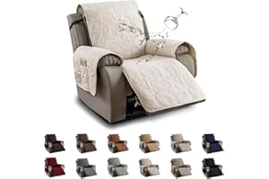 YUEANG 100% Waterproof Recliner Chair Cover, Recliner Chair Covers for Reclining Chair, Non-Slip Fabric Recliner Couch Cover for Living Room, for Pets Kids Protector, Washable (Beige, 23.6"Recliner Chair)