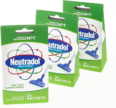 White Hinge Neutradol Vacuum Deodorizer Sacs SuperFresh 3's Pack of 3
