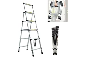 DICN Aluminum Telescoping Ladder Extension Ladder Portable Steps Ladder 4+5 Steps Compact Aluminium Herringbone Ladder, 330lbs Capacity, for Household, RV, Outdoor