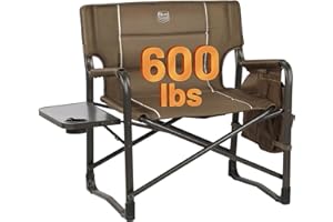 TIMBER RIDGE XXL Upgraded Oversized Directors Chairs with Foldable Side Table, Detachable Side Pocket, Heavy Duty Folding Camping Chair up to 600 Lbs Weight Capacity (Brown) Ideal Gift