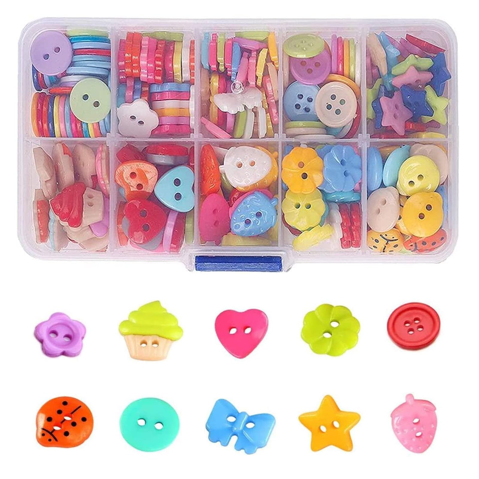 240Pcs Cartoon Colorful Children Buttons Cute Beautiful 2 Holes Sewing Buttons Colours Baby Assorted Buttons for Sewing Resin Buttom Kit Crafting Clothes