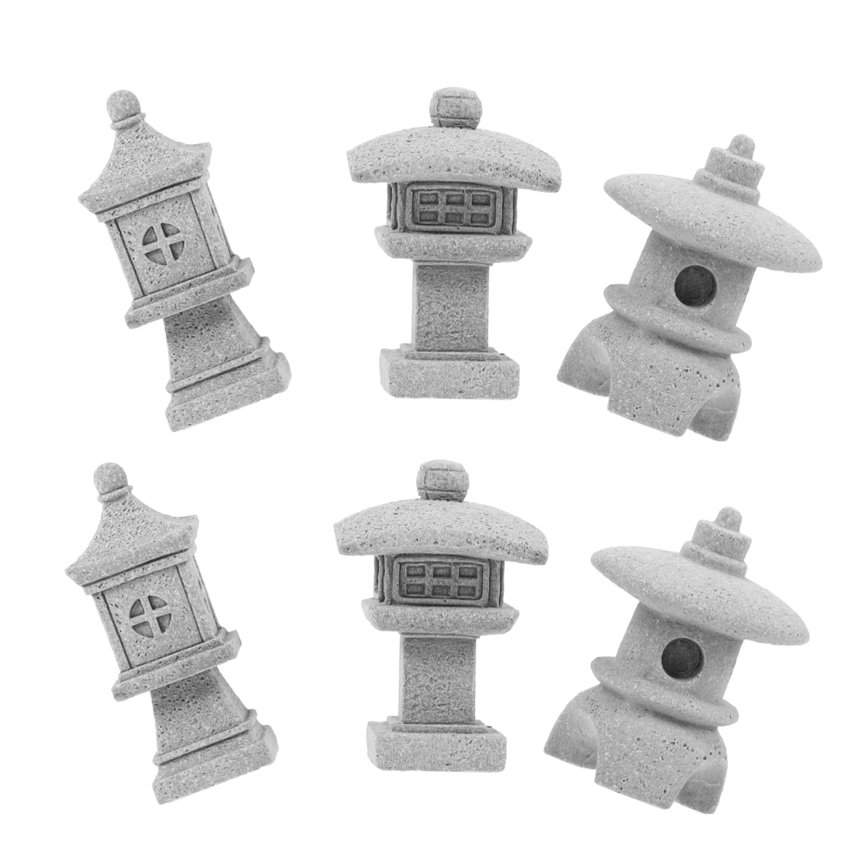 FUNOMOCYA 6 Pcs Mini Pagoda Statues for Fish Tank Decoration Chinese Sandstone Lanterns for Bonsai Landscape Aquarium Ornaments Zen Garden Decor