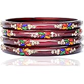 JD'Z COLLECTION Indian Jewelry Bollywood Bangles Set Glass Bangles Fashion Ethnic Partywear 4pc Traditional Bangles