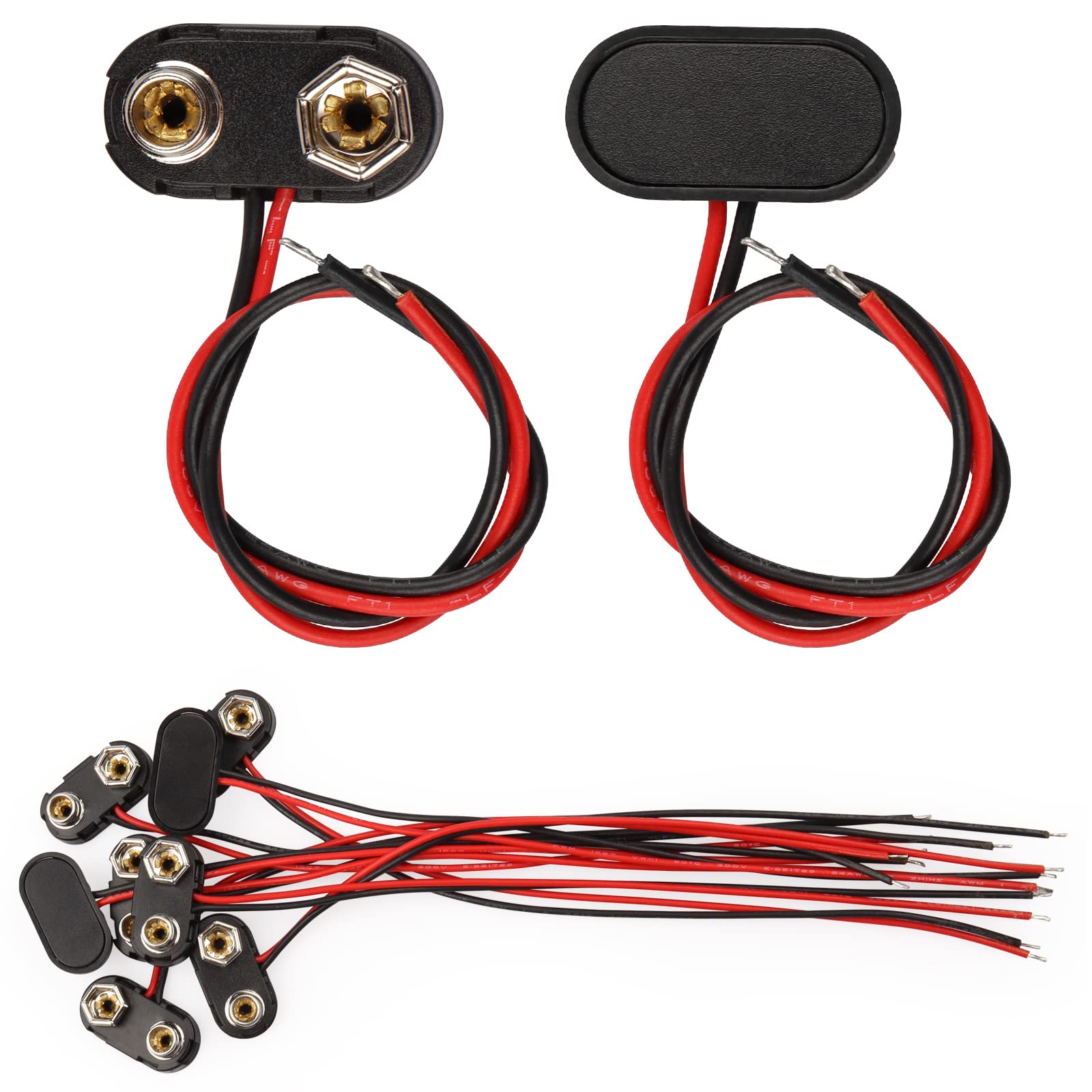 9V Battery Connector,10 PCS T-Type 9 Volt Buckle Connector Hard Plastic Shell Used in Student Experiment,or Other Equipment with Battery