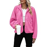 Yanekop Womens Fleece Jacket Fuzzy Long Sleeve Short Winter Coats Button Down Sherpa Jacket Outerwear with Pockets