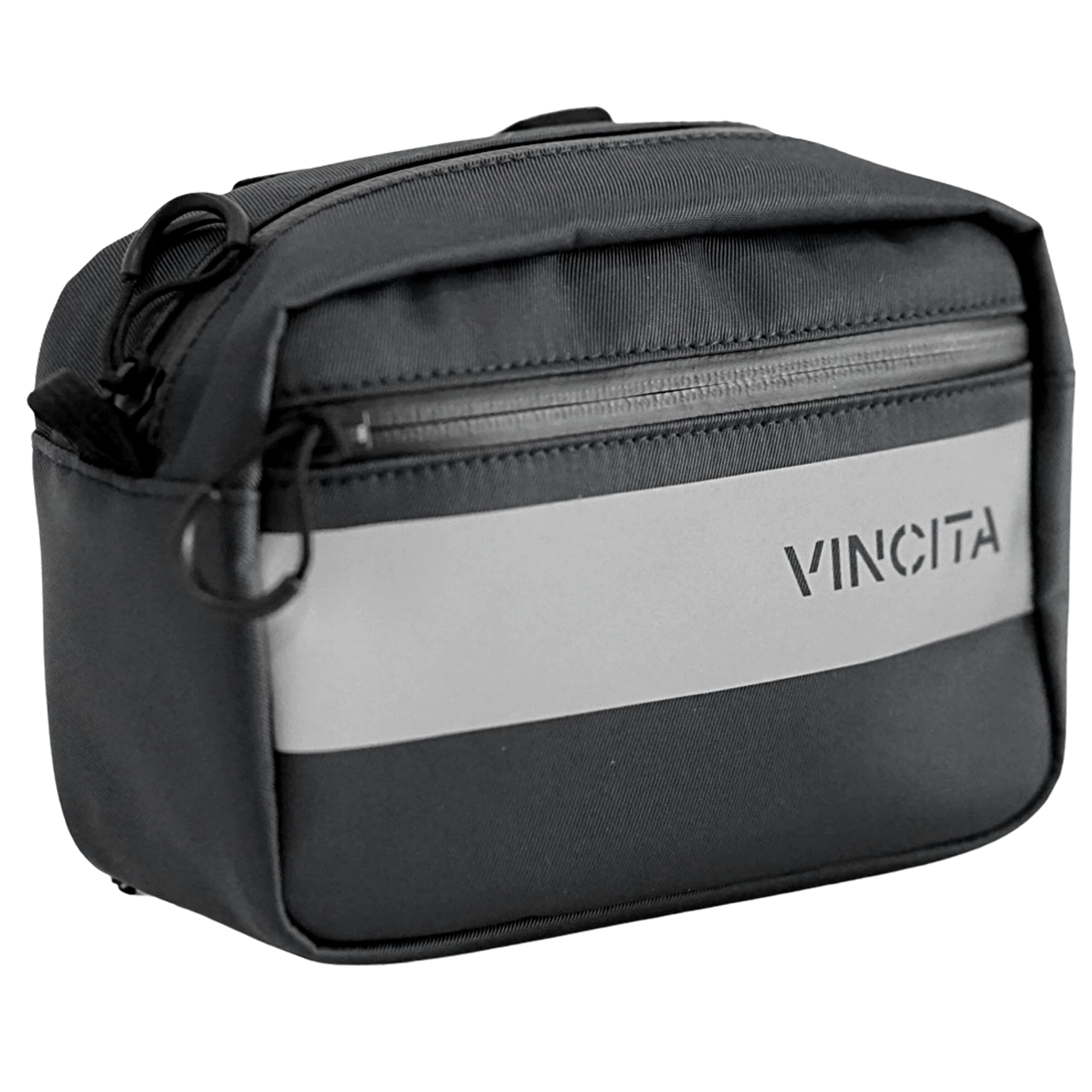 Vincita Bicycle Handlebar Bag for Road Bike - Storage Pouch for Road Bike, Mountain, E-Bike Folding Bike - Road Bike Front Handlebar Bike Bag with Shoulder Strap - (Black)