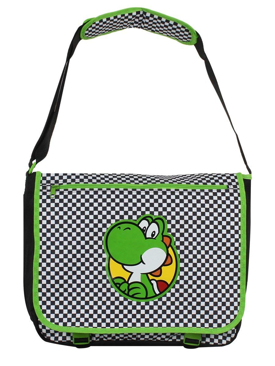 Bioworld Nintendo Super Mario Bros. Yoshi Chequered, Multi-Colour (Mb011107Ntn) Messenger Bag, 46 cm, Black, BIO-MB011107NTN