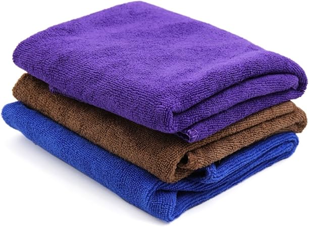 Amazon Uxcell 洗車タオル 吸水タオル 洗車用品 洗浄用タオル 洗浄用タオル 自動車ワックス用 洗濯タオル 40cm X 40cm 紫 コーヒーカラー ブルー 3個入り クロス タオル 車 バイク