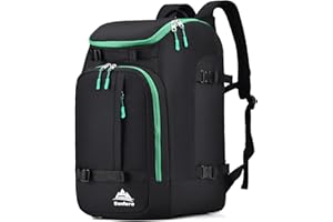 FeedMoo Ski Boot Bag Black Cooler Backpack 50L Waterproof Snowboard Travel Luggage Snow Bags for Youth Men Ski Helmet Goggles Gloves Skiing Gear Accessories