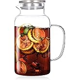 Vekonn Glass Water Pitcher with Lid and Spout, 1 Gallon Heat Resistant Borosilicate Glass Carafe, Temperature Safe