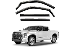 GRANDWHEEL Window Deflectors Smoke Tinted In-Channel Side Window Vent Visor Deflectors Rain Guards Compatible with Toyota Tundra 2022-2025 CrewMax - 4pcs. GW0732