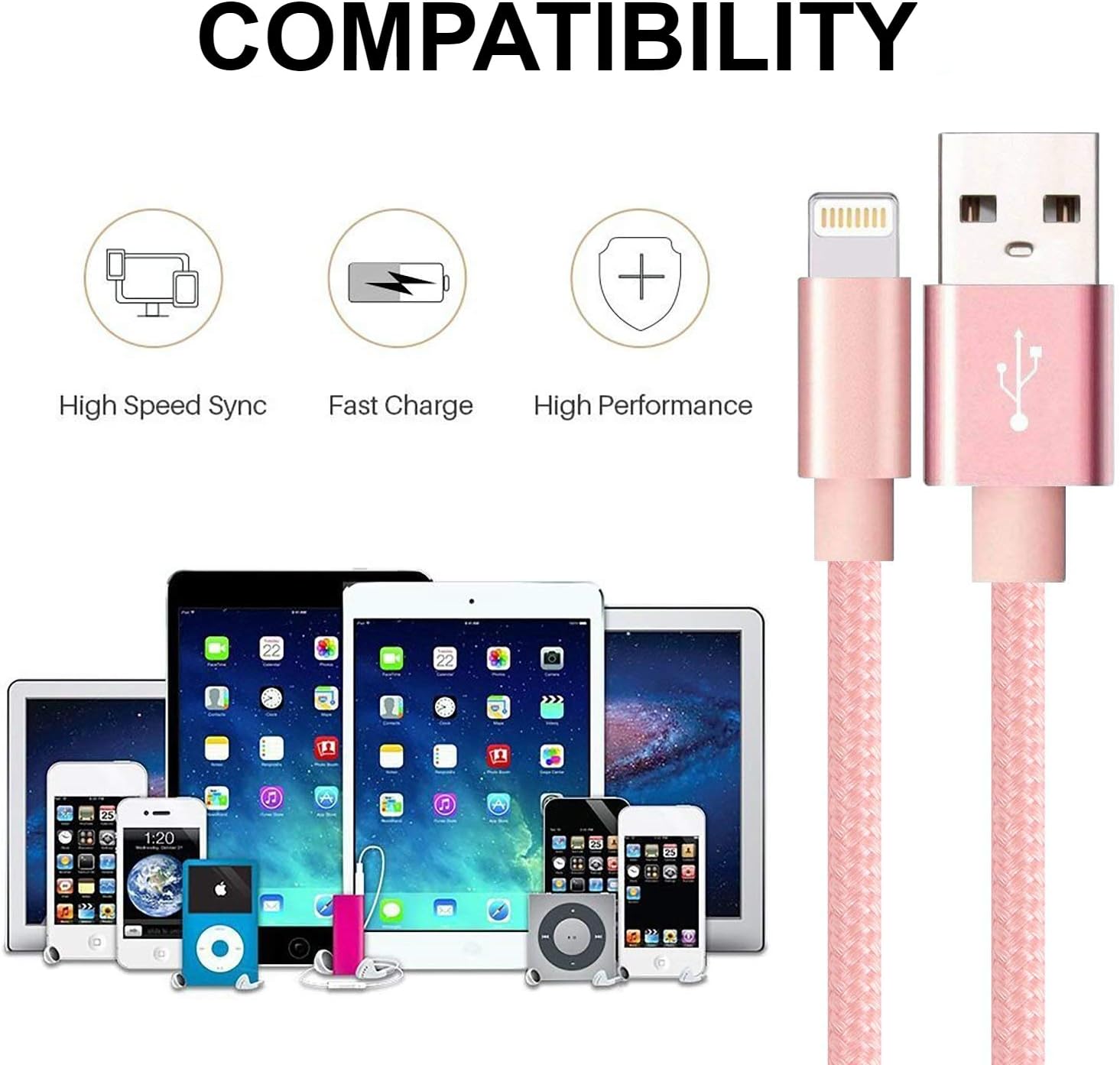 Boost Chargers 5V USB Wall Charger Power Adapter 1A Cube for Plug Outlet w/ 10FT Nylon Braided Charging Pad Cable Cord (Pink) 2 Pack: Home Audio & Theater