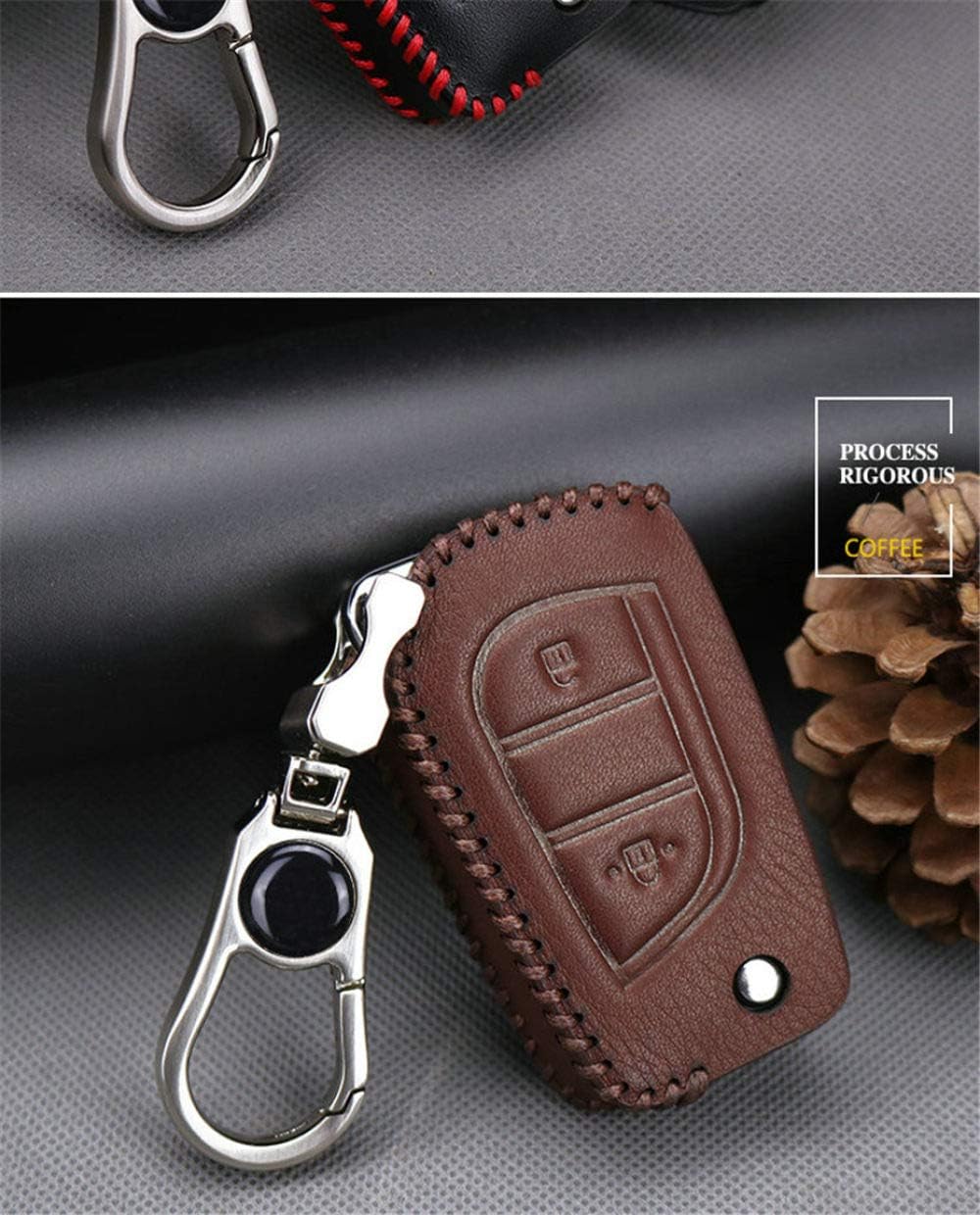 BJGHUIK Key case Car Key Case Keychain for Toyota Camry 2019 Corolla Avensis Prius Vitz RAV4 Highlander Fortuner Leather Remote Key C