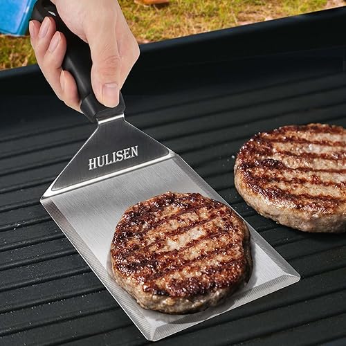 HULISEN Burger Press Kit, Stainless Steel Burger Smasher and Grill