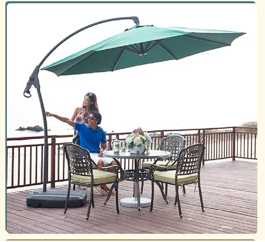 Amazon Com 11 Ft Patio Umbrella With Solar Lights Cantilever Garden Simplyshade Cantilever Umbrella With Led Outdoor Umbrella Light Water Injection Base Green Home Kitchen