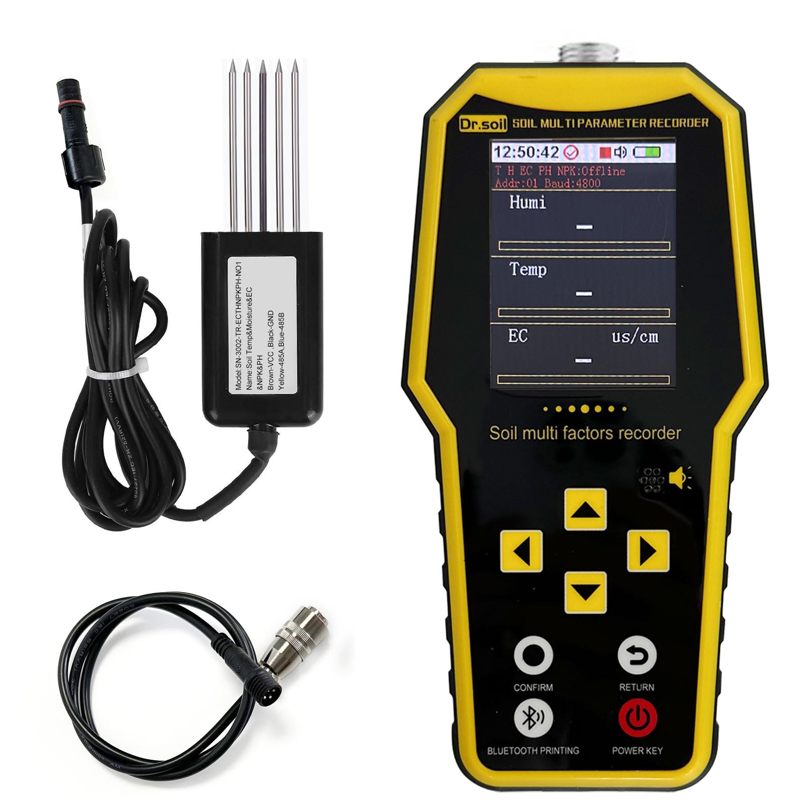 Photo 1 of 7 in 1 Soil Tester, Nitrogen Phosphorus Potassium NPK Tester, Handheld Soil PH Meter Kit, Temperature, Conductivity, Moisture, EC Meter for ?Petrochemical, Agriculture