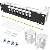 Enmane 8 Port Blank Keystone Patch Panel Wall Mount 10inch with 89D Bracket Ethernet Patch Panel (Blank)