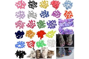 JOYJULY 140pcs Cat Nail Caps Kitten Caps 4 Glitter Colors + 10 Colorful Cat Nails Caps Covers + 7 Adhesive Glue + 7 Applicator with Instruction
